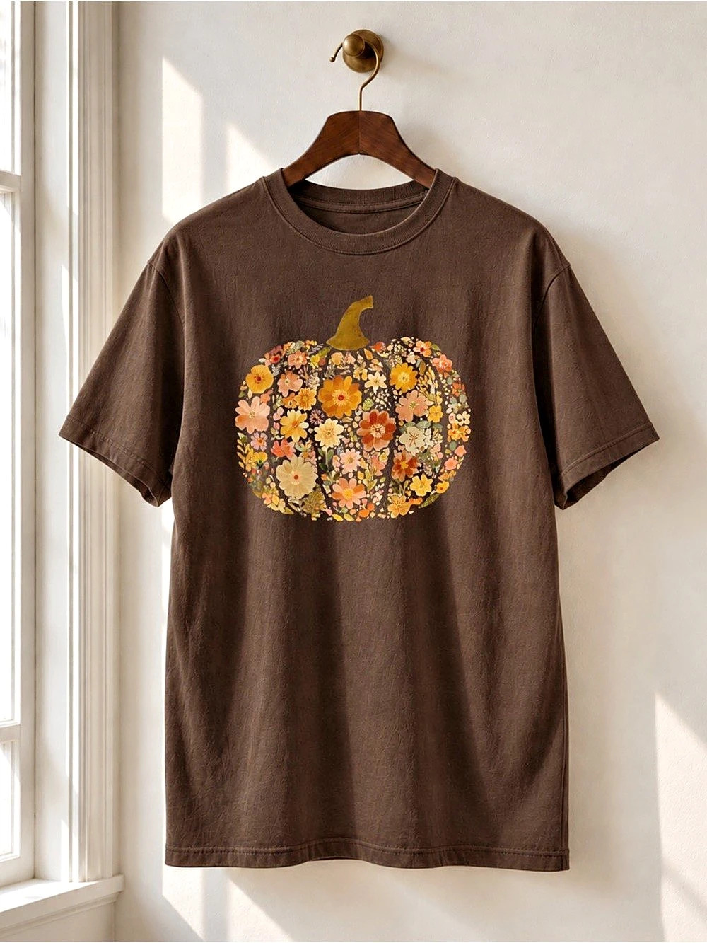 Floral Pumpkin Graphic Tee Fall Boho Unisex T-shirt